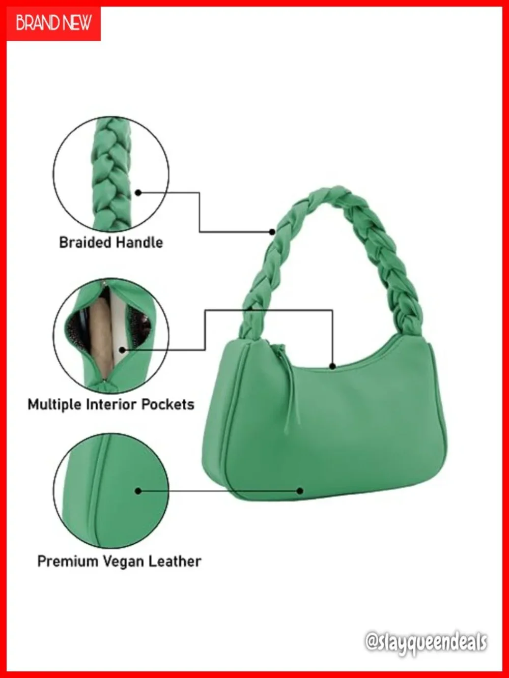Faux Leather Braided Top Handle Hobo Tote Handbag Shoulder Purse